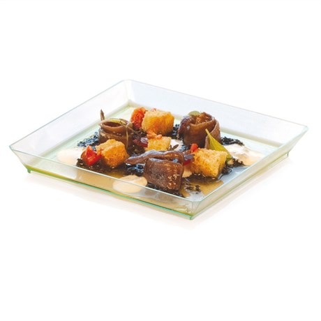 PLATEAU 13X13X1.6 CM PS VERT D'EAU (VENDU PAR 100)