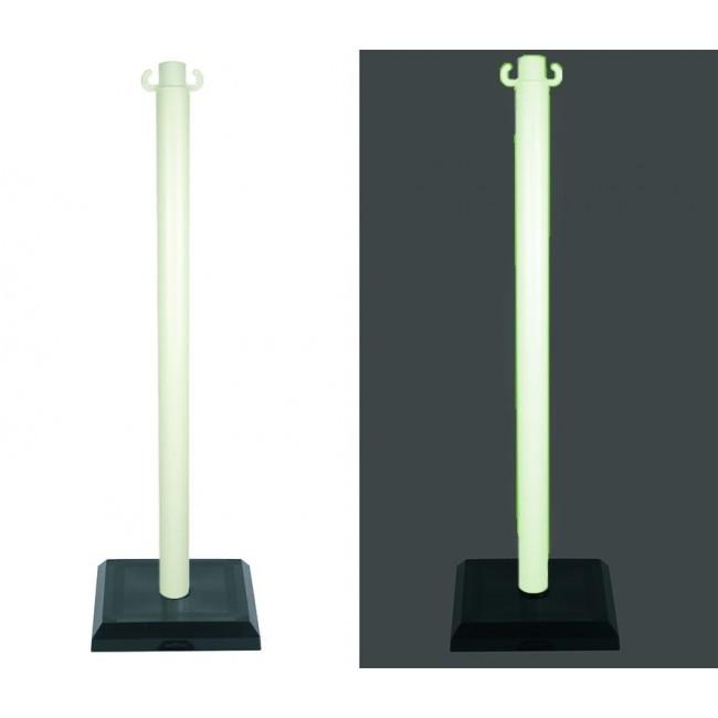 Poteaux photoluminescents sur socles, pliables, avec crochets pour chaines - PTAPVCBC-NV01/L_0
