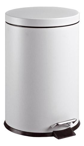 POUBELLE MÉTAL À PÉDALE RONDE, 20 LITRES, BLANC