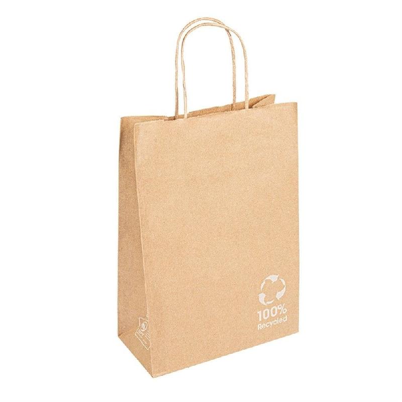 Sac 100% recyclé kraft brun poignées torsadées 20+10x29cm - par 250_0