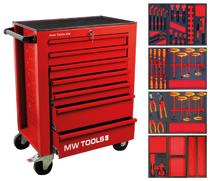 Servante d'atelier complète rouge EV BASIC 53 outils MW Tools MWE59R_0