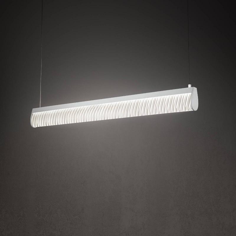 SLAMP SUSPENSION LED MODULA, PLISSÉ, GRIS CLAIR