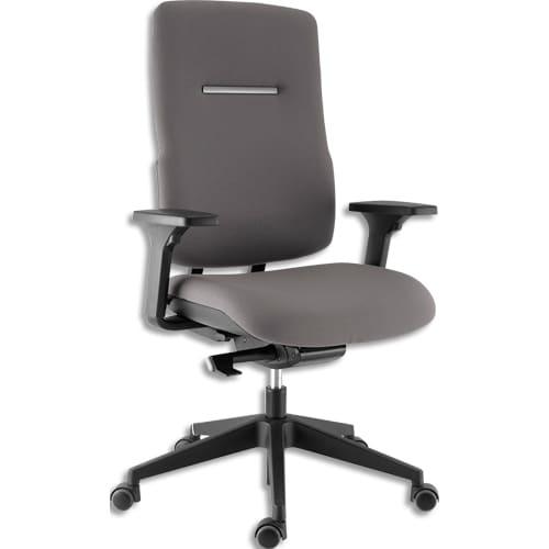 Sokoa - Fauteuil de bureau tissu gris - Mécanisme synchrone autorégulé - Mousse haute densité - Accoudoirs 3D réglables_0