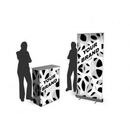 Stand comptoir d'accueil & kakémono - Dimensions compactes, impression incluse, transport pratique_0