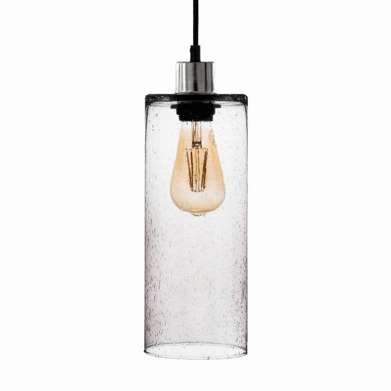SOLBIKA LIGHTING SUSPENSION SODA CYLINDRE EN VERRE GRIS FUMÉ Ø 12 CM