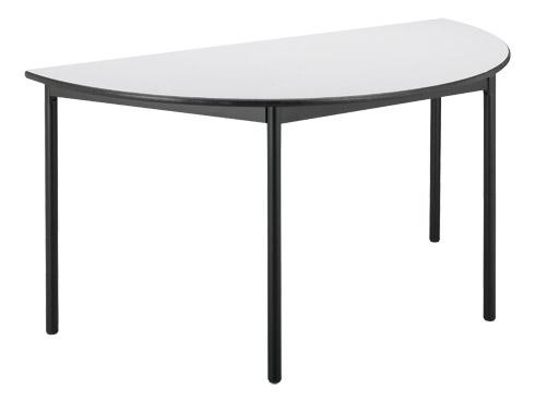 TABLE DE RÉUNION MULTIFORMES CONFORT GRIS/NOIR DEMI ROND PIEDS VÉRINS
