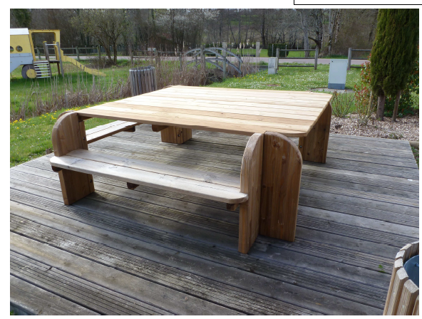 Table pique nique Elite carrée PMR en bois traité autoclave 2,30m x 2,30m x 0,75m_0
