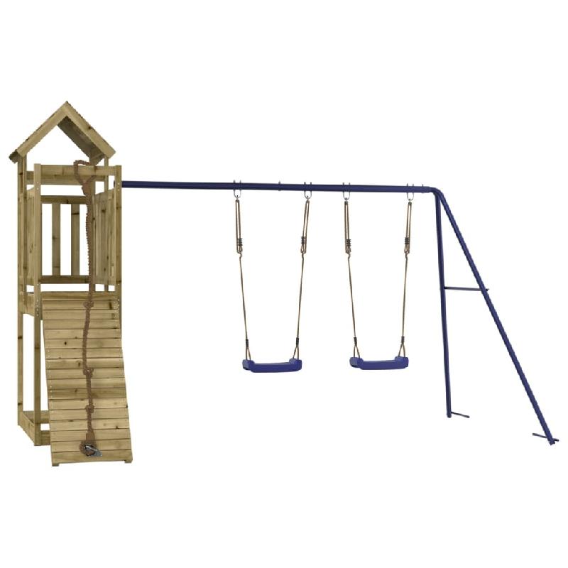 AIRE DE JEUX D\'EXTÉRIEUR BALANÇOIRES TOBOGGAN PORTIQUES ROBUSTE JEUX JARDIN 314 X 186 X 214 CM BOIS DE PIN IMPRÉGNÉ 02_0004745_0