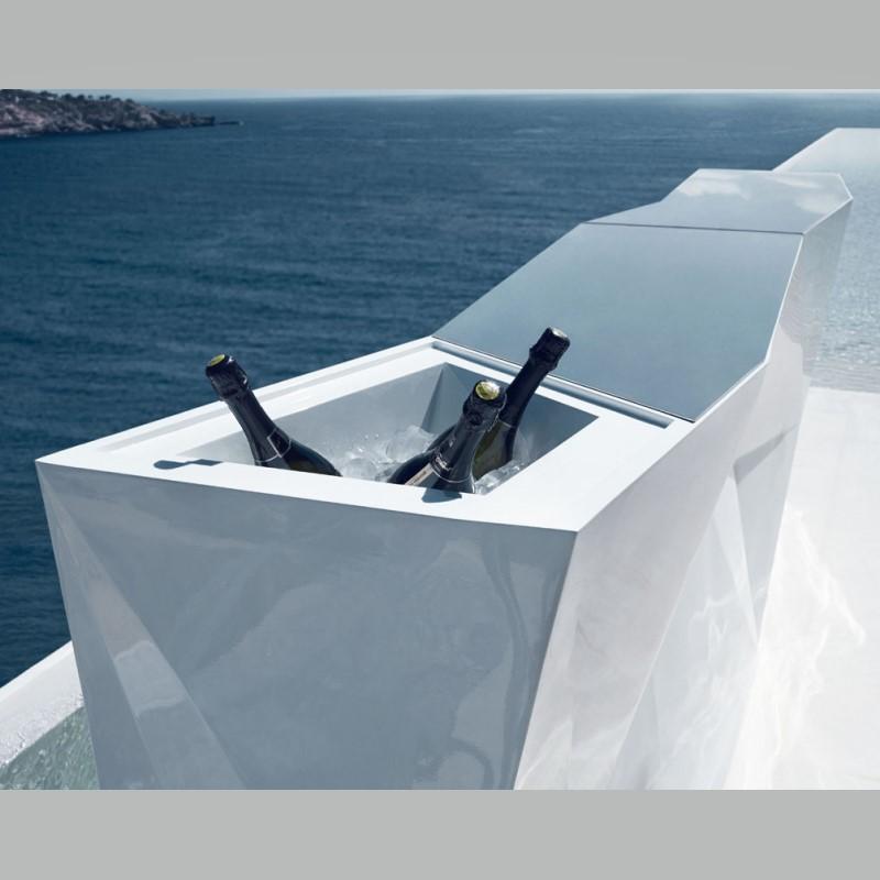 Bar d'extérieur avec seau à glace FAZ - Design géométrique inspiré du quartz cristallisé - Polyéthylène recyclable - Marque VONDOM_0