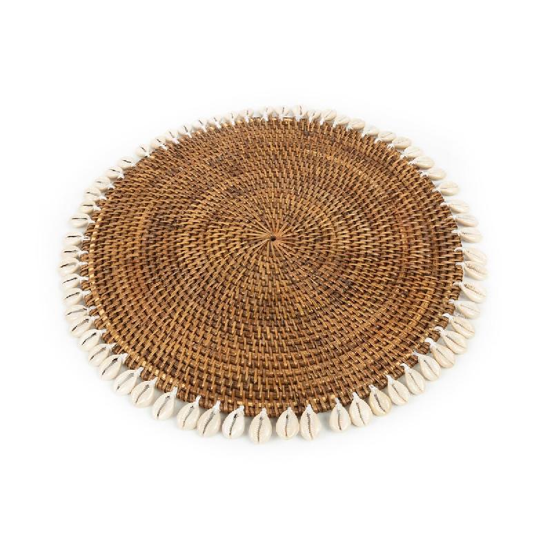 Bazar Bizar Set de table en raphia et coquillages 40x40 cm naturel marron - Lot de 6 - multicolore Matériau naturel BAGE005NBr-MTR6_0