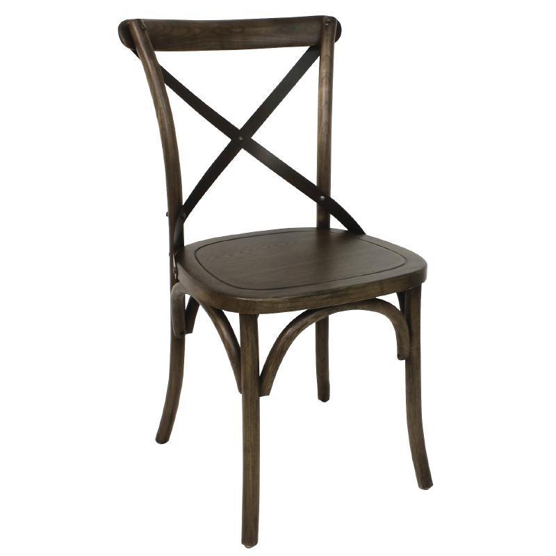 Bolero - chaises en bois patiné avec dossier croisé noyer (lot de 2)_0