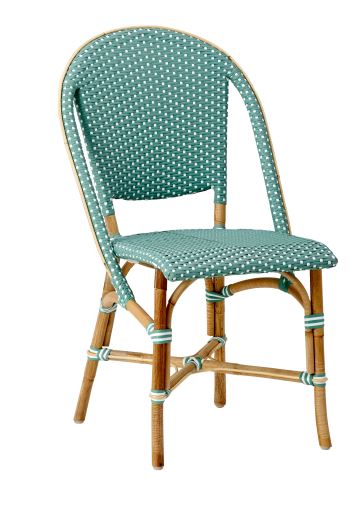 Chaise de terrasse parisienne SOFIE - Sika Design - rotin vert d'eau - légère, empilable et robuste_0