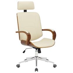CLP Fauteuil de bureau Dayton en Similicuir Ajustable et pivotant Noyer / Crème - beige polyester 191091104_0
