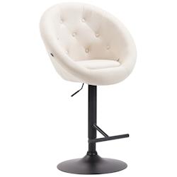 CLP Tabouret de bar London V2 en tissu avec Pied et Repose-pieds en métal Crème/Noir - beige textile 319400_0