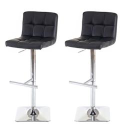 Décoshop26 - Lot de 2 tabourets de bar chaises hautes rotatif avec dossier en PVC noir piètement chromé 04_0000164 - noir 3000252028989_0