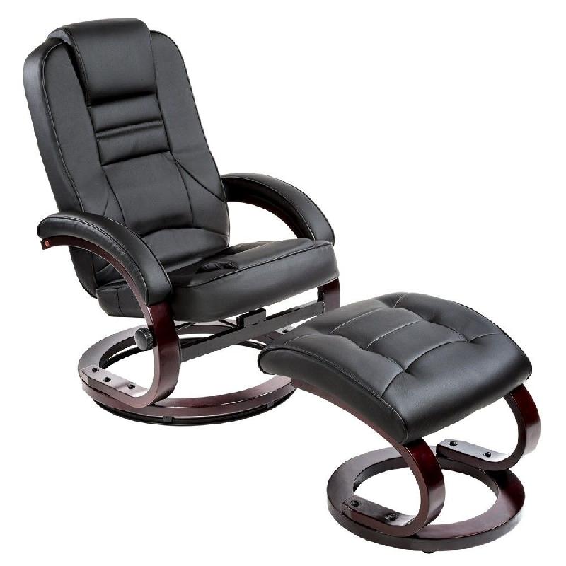 FAUTEUIL DE RELAXATION DÉTENTE TV AVEC TABOURET NOIR 1808002_0