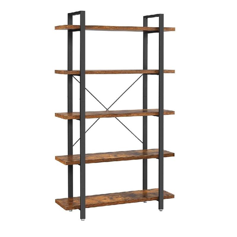 Helloshop26 - Bibliothèque étagère de rangement style industriel 5 niveaux montage facile pour salon chambre bureau vintage  105 x 12_0004263 - 300_0