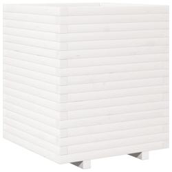 Helloshop26 - Jardinière bac lit surélevé plantes fleurs terrasse jardin 60 x 60 x 72 cm bois de pin massif blanc 02_0037731 - 3000214277097_0