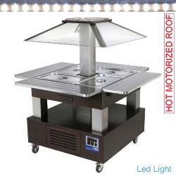 Ilot chauffant bain-marie 4 x1/1 hauteur 150 bois wenge chauffants bain-marie 1040(1435)x1040(1435)xh1540 buffet - CBM/4D-B1_KM_0