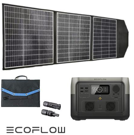 Kit station de charge portable 600w - 512wh ecoflow river max 2 avec panneau solaire pliable 135w_0
