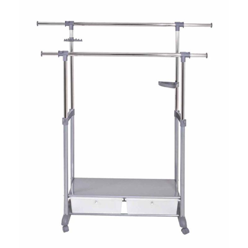 Portant à vêtements 2 tiroirs Elodie 162 cm gris - Réglable et design - Paris Prix_0