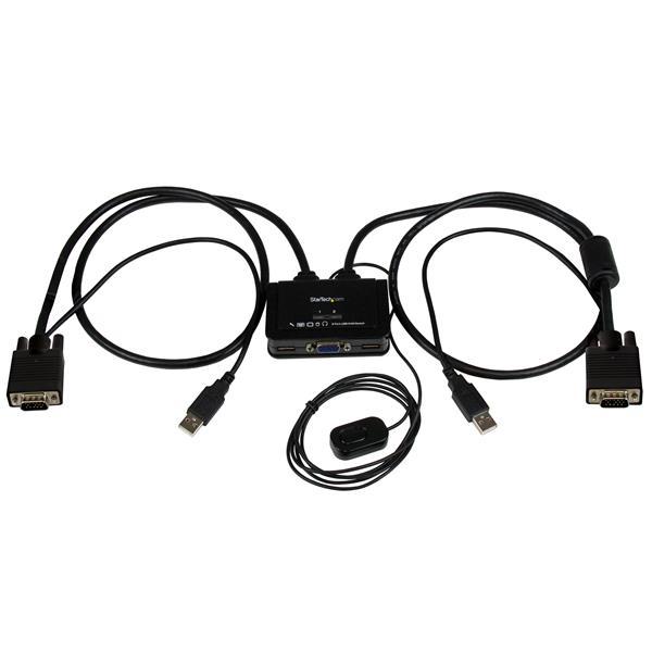 StarTech.Com Switch KVM USB VGA à 2 ports - Commutateur KVM alimenté par USB avec câbles et commutateur à distance_0