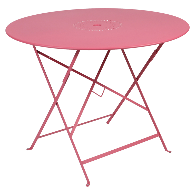 Tables pliantes ø 96 cm Floréal - Fuchsia - avec perforations et trou parasol Ø 41 mm_0