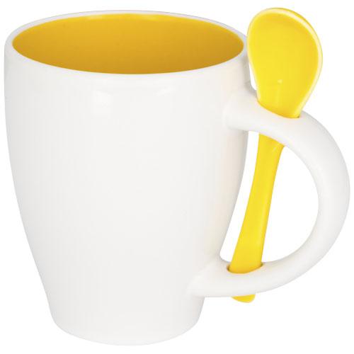 Tasse Nadu avec cuillère - 250ml - Design tendance en céramique - Norme EN12875-1 - Passe au lave-vaisselle_0