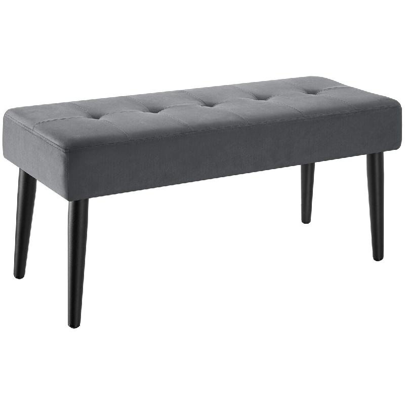 TecTake GmbH tectake banc glora rembourré mousse haute densité motif matelassé pieds acier stables 95x38x45 cm velours gris - multicolore Bois manu_0