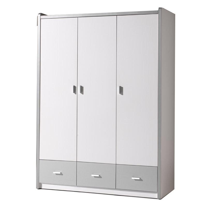 Armoire 3 portes Bonny 202 cm gris - Paris Prix - Bois - Dimensions L. 140,5 x l. 60 x H. 202 cm_0
