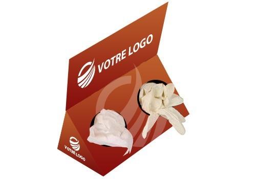 Boîte triangulaire imprimée et personnalisée - Avec 50 mouchoirs et 12 gants inclus_0