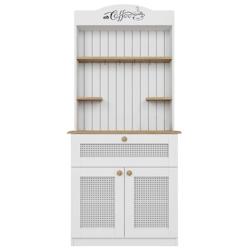 Buffet bar à café en aggloméré Lucas blanc avec cannage blanc Hanah Home - 8684283882427_0