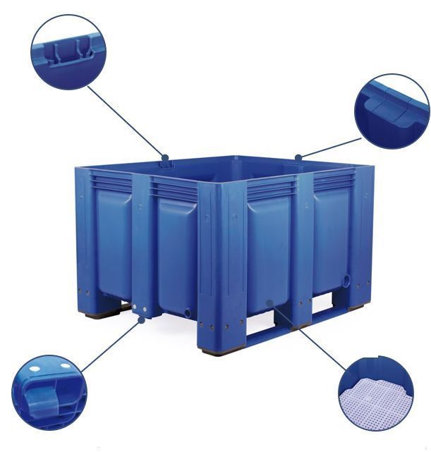 Caisse palette monobloc étanche - 120 x 100 cm - hauteur 76 cm, 650 litres_0