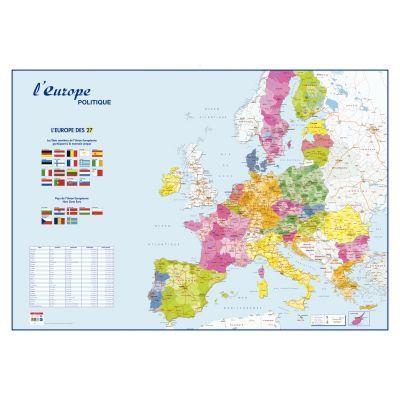 Carte souple recto verso l'Europe & le Monde Politique - pelliculée effaçable à sec - 98 x 138 cm_0