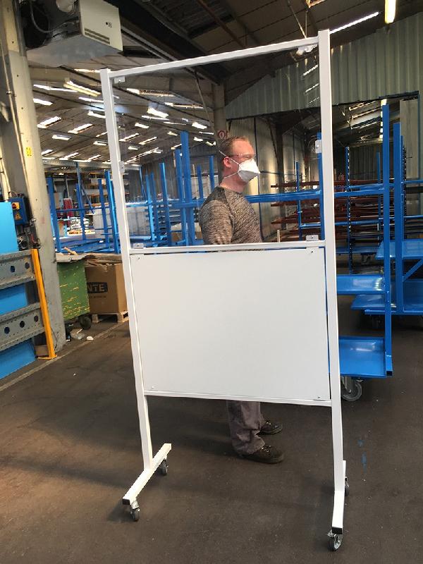 Cloison fixe en acier et plexi - Bureau ou accueil anti-Covid 19 - Dimensions variées_0