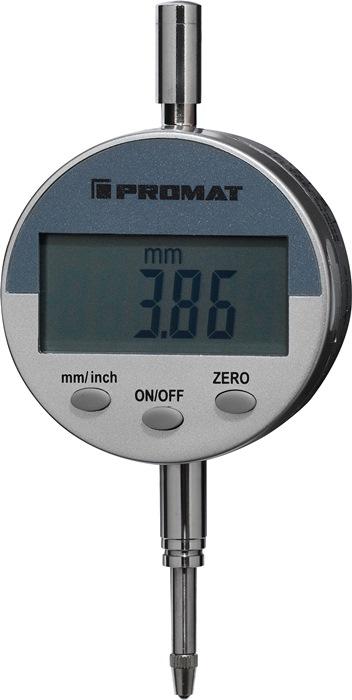 Comparateur numérique PROMAT - 12,5 mm, lecture en mm 0,01 - Affichage LCD, réglage du point zéro_0
