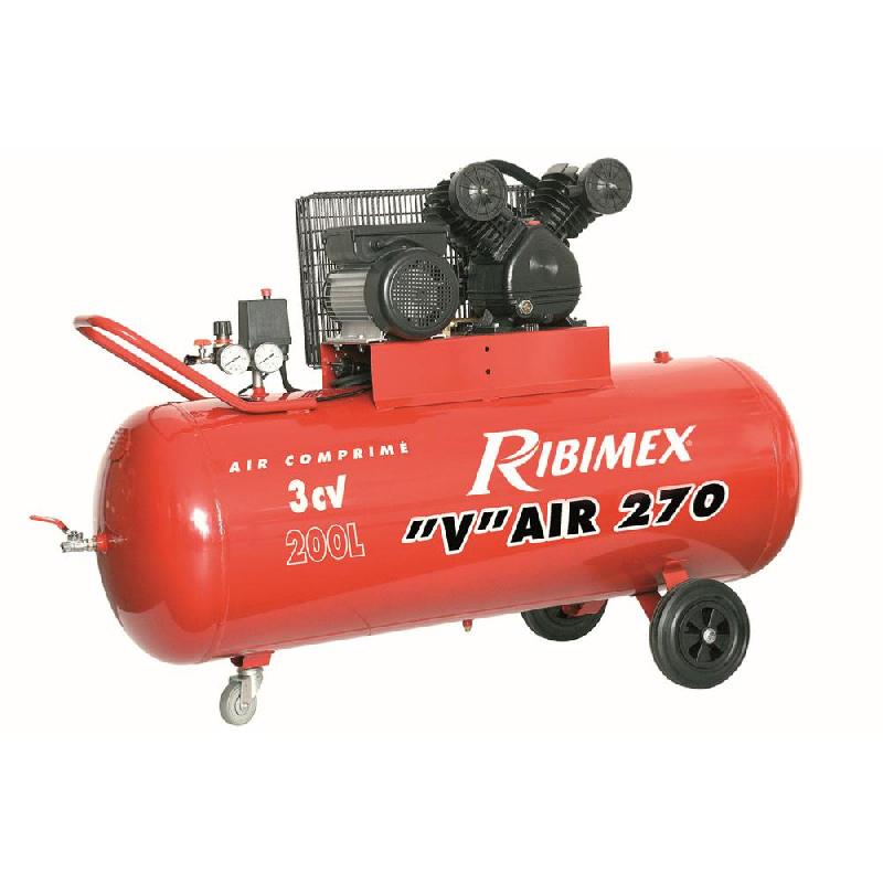 Compresseur électrique 3HP - Cuve 200L - PRCOMP3-200V - Bloc en V avec courroie d'entraînement_0