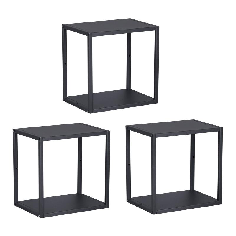 Helloshop26 - Set de 3 étagères murales acier 28 x 28 x 20 cm noir - 3000225322601_0
