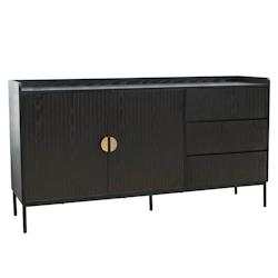 Oviala Business Buffet 2 portes et 3 tiroirs en acier et MDF décor mélaminé noir - noir Bois massif 112183_0