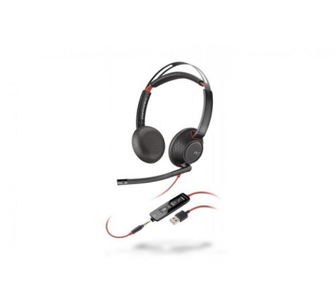 Poly Blackwire C5220 - Micro-casque filaire USB-A + Jack, 2 écouteurs, certifié Skype Entreprise - Réf : 465241_0