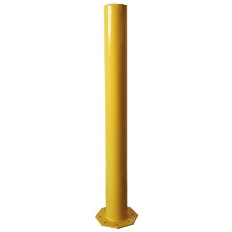 Poteau de protection de portail avec platine de 159x159mm jaune hauteur 160 m  ø159 mm_0