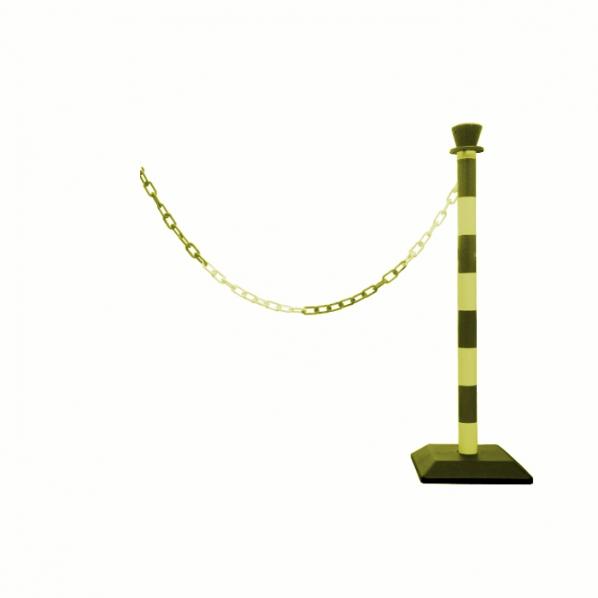 Poteau PVC avec base - Noir/jaune - Disponible en 6 versions avec chaîne - Marque Rolléco_0