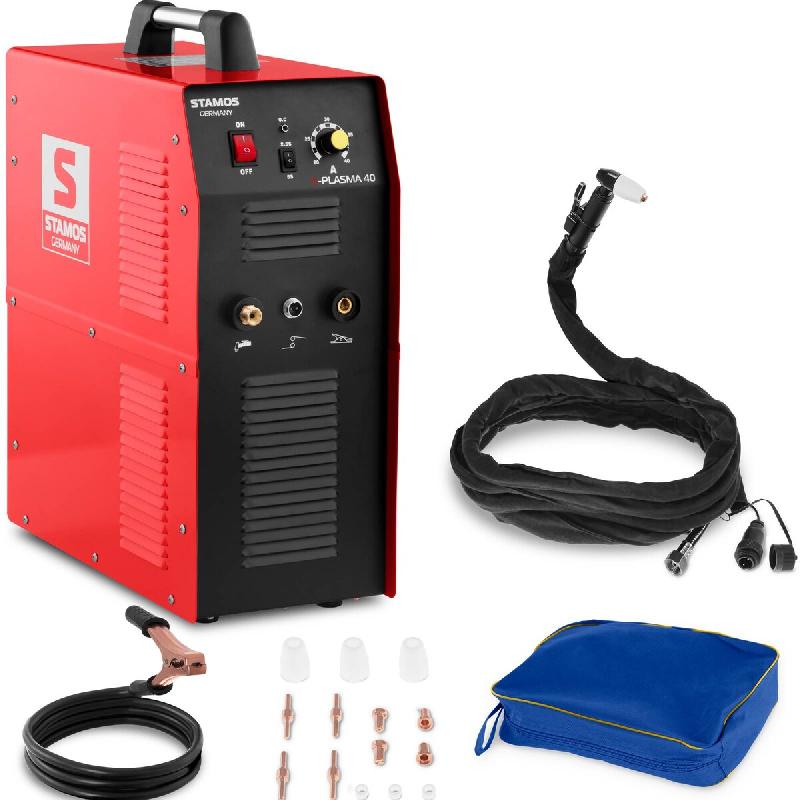 Stamos Germany - Stamos Découpeur Plasma S-PLASMA 40 (compresseur à air comprimé intégré, courant de coupe 20 – 40 A, épaisseur de découpe 10_0