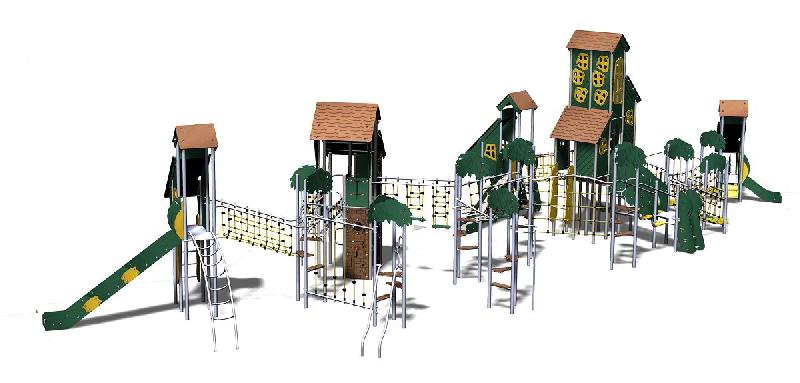 Structure de jeux 6 tours + accro gamme terra - TE63301I - 15 tours, 4 échelles, 6 ponts de corde_0