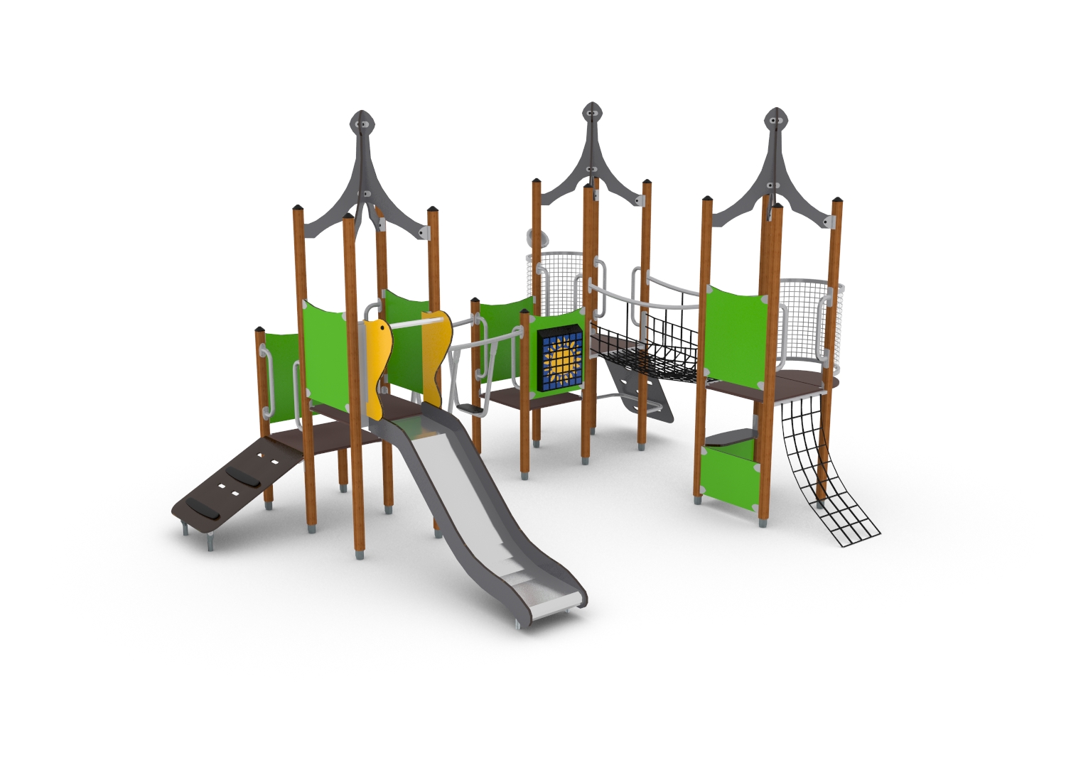 Structure multi-jeux Unimini Lago - Hags - 3 à 5 ans - Hauteur de chute 1250 mm - Zone de sécurité 42 m²_0