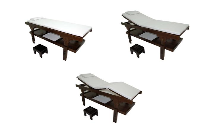 Table de massage fixe en bois luxe Moorea 3 bl blanc - haute qualité 70x207 cm - réglable en hauteur_0