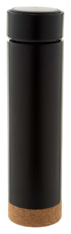 Thermos double paroi en inox - infuseur à thé - dessous en liège - 450 ml_0