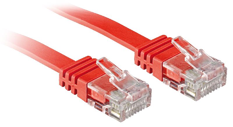 Câble plat RJ45 Cat.6 non blindé - rouge - 3m - Lindy 47513_0