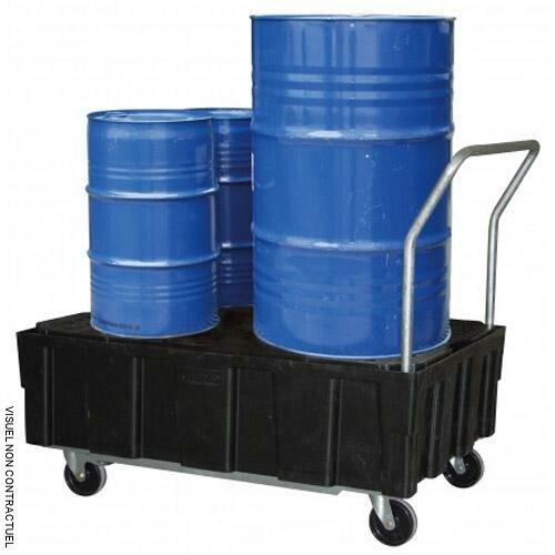 Bac de rétention EURO-PE mobile avec caillebotis en acier galvanisé ou polyéthylène recyclé - 224 à 250L - CEMO_0