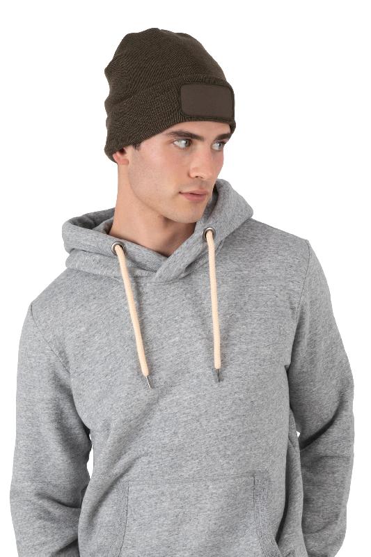 Bonnet recyclé avec patch en coton - Réf : KP890 - 50% polyester recyclé, 50% acrylique_0